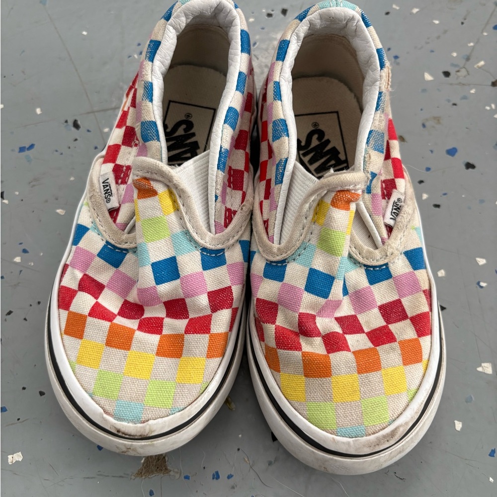 Vans Kids Colorful Checkered Slip-On Sneakers